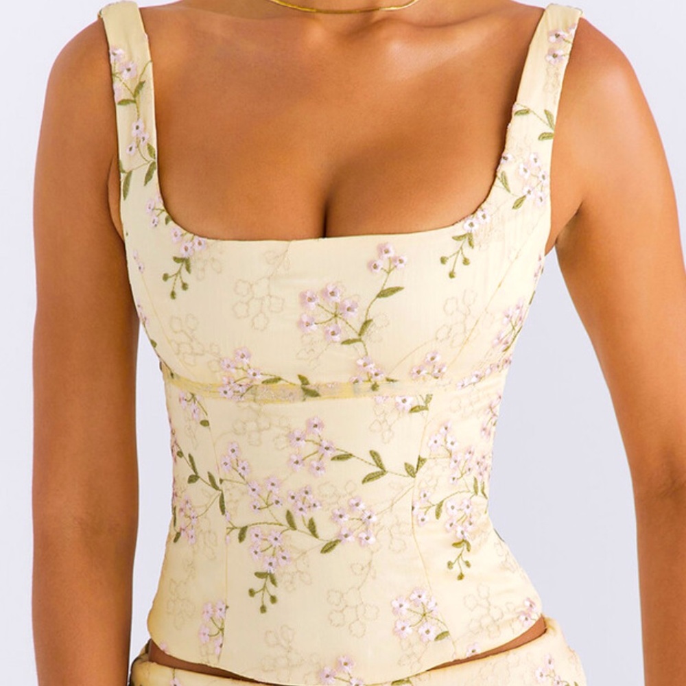 Mistress Rocks Lemon Embroidered Corset and Skirt Set